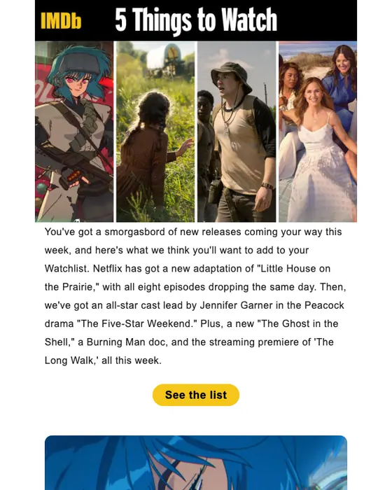 IMDb newsletter email