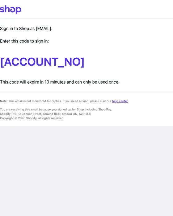 Shop otp email