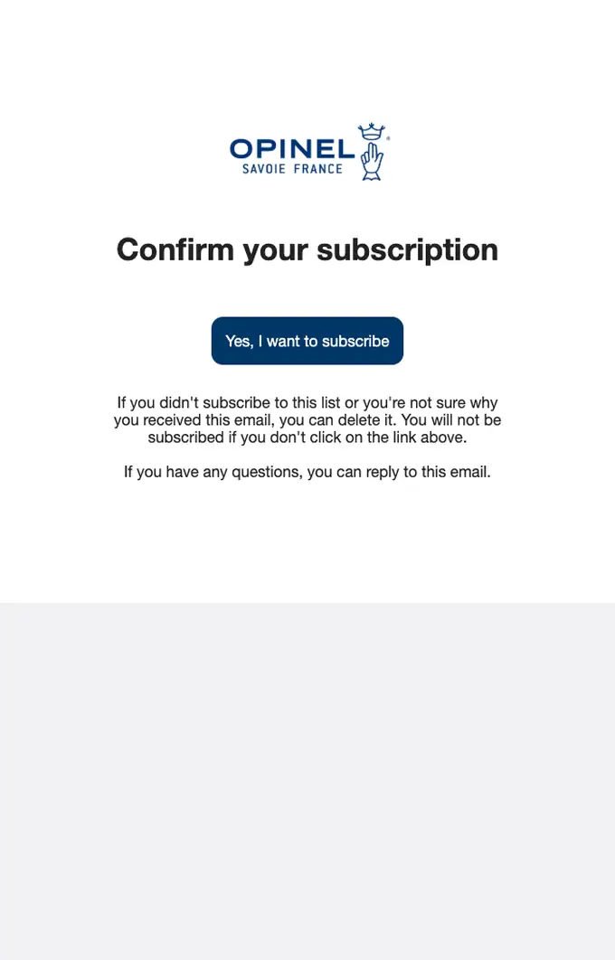 Opinel APAC double opt in email, full length