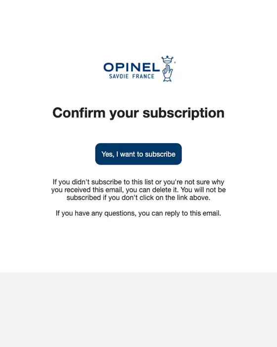 Opinel APAC double opt in email