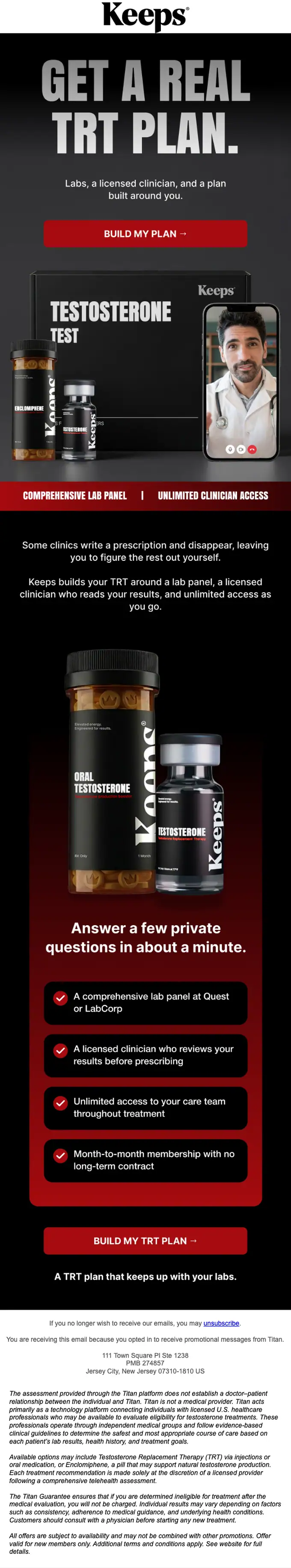 Keeps promotional email, full length