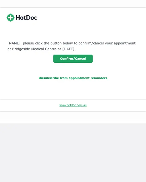 Bridgeside Medical Centre appointment email