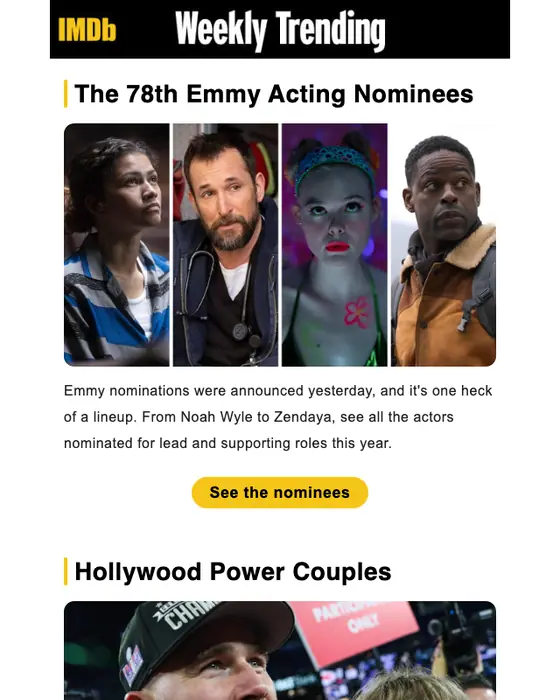 IMDb newsletter email