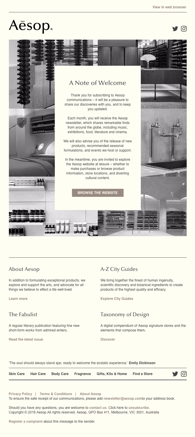 Aesop email design